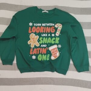 🚨5 For $25🚨Wound Up Women's XXL Green Christmas Ginger Bread Sweatshirt